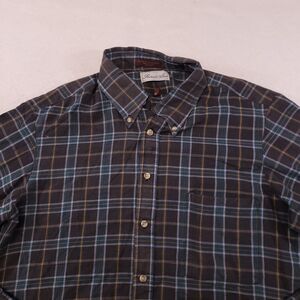 Robert Alan Tartan Flannel Casual Button Up Shirt Mens Size Medium M Green Gray